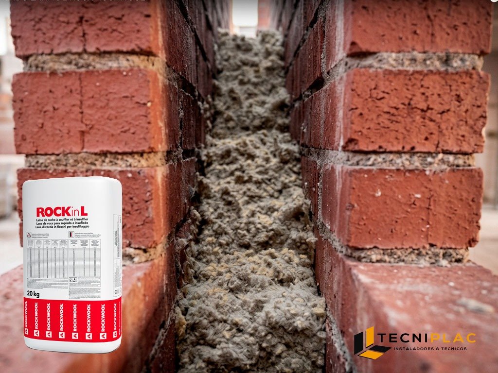 lana de roca insuflado aislamiento material